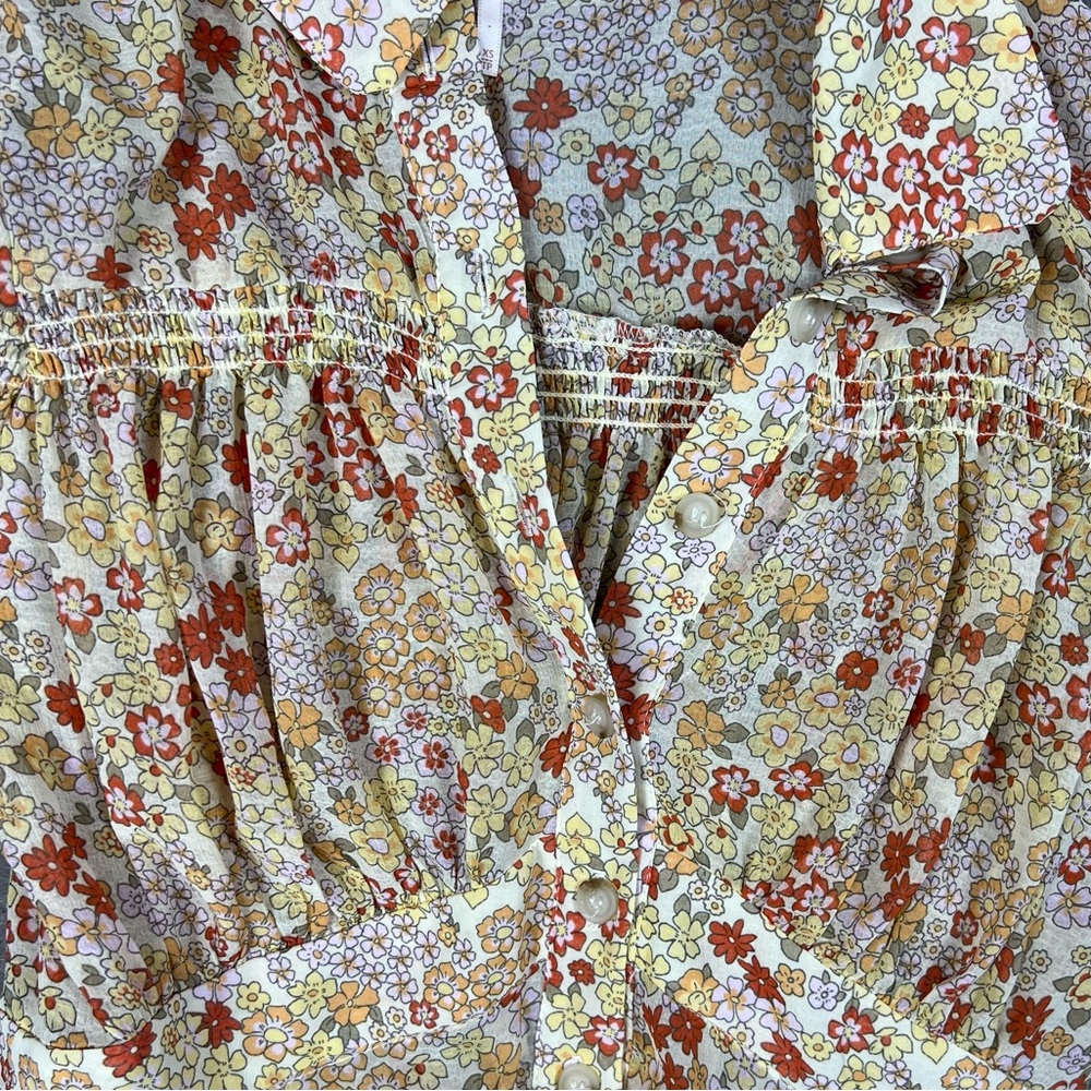 Free People Dress Womens XS Revolve Bonnie Floral Button Retro Sheer Tea Combo - Picture 7 of 11